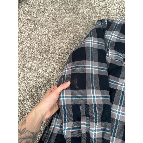 L.L. Bean Men’s L Fleece-Lined Flannel Shirt Traditional Fit Plaid Shacket Black - Picture 11 of 13